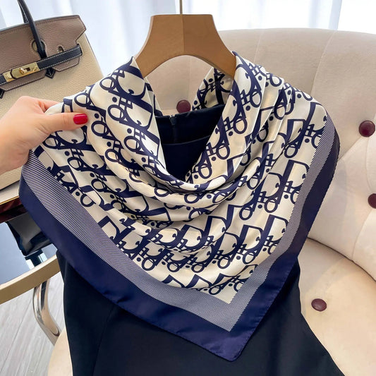 1 Pcs 90cm Ladies' Silk Scarf Vintage Fashionable Versatile Printed Silk Spring Hair Band Hijab Sunsceen Neckerchief Shawl Wraps Beauty World Shop