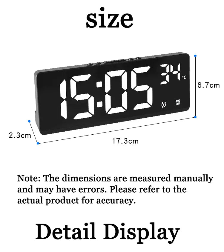 Creative Number Clock Color Nightlight Temperature Calendar Alarm Clock LED Large Number Electronic Clock Backlight Home Decor Beauty World Shop