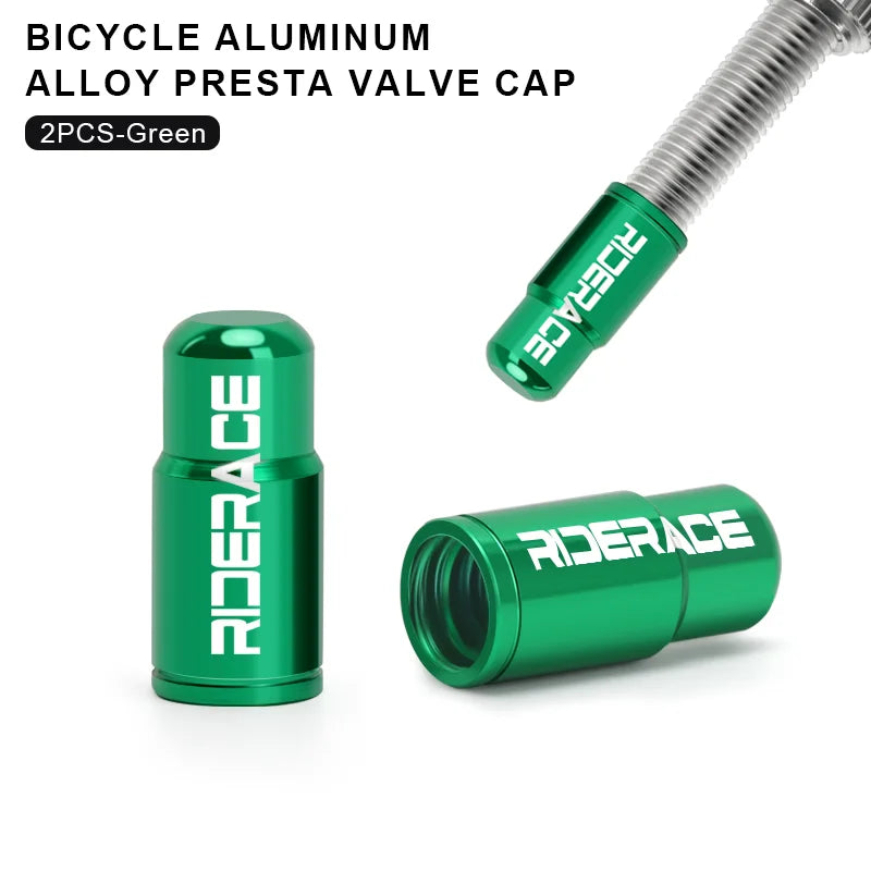 RIDERACE Bicycle Tire Valve Cap Aluminum Alloy CNC MTB Road Bike Tube Tyre Gas Nozzle Cover for FV Presta Valve Dustproof Beauty World Shop