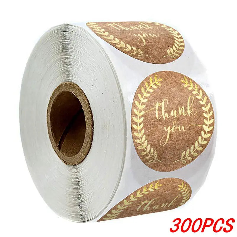 100-500pcs 1inch Vintage Kraft Paper Handmade With Love Stickers for Package Thank You Stationery Adhesive Labels Baking Seals Beauty World Shop