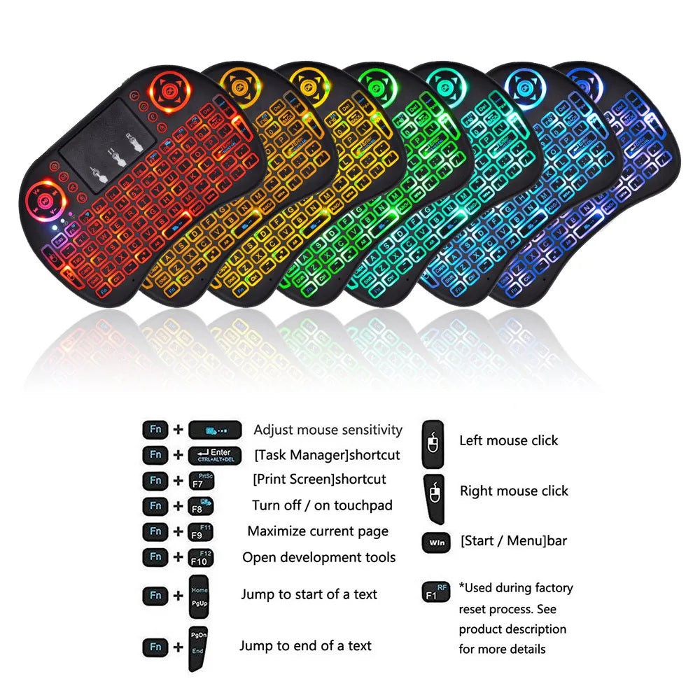 2.4G Air Mouse with Touchpad Keyboard i8 Arabic French Spanish Russian Backlit Mini Wireless Keyboard for PC Android TV Box Beauty World Shop
