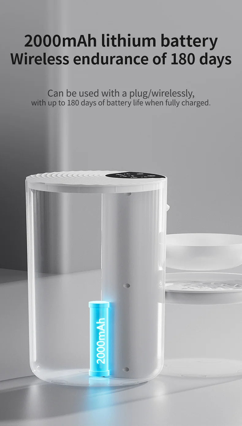 3L Wireless Automatic Pet Water Fountain Rechargeable Dump Water Feeder Timed Smart Cat & Dog Water Dispenser No filter required