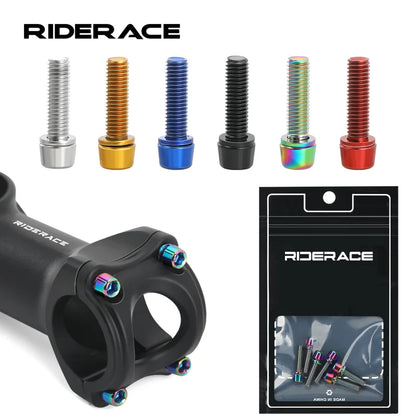 6pcs/set Bicycle Handlebar Screws M5*18MM Titanium-plated Colorful Steel MTB Bike Handle Bar Stem Riser Bottle Holder Bolts Beauty World Shop