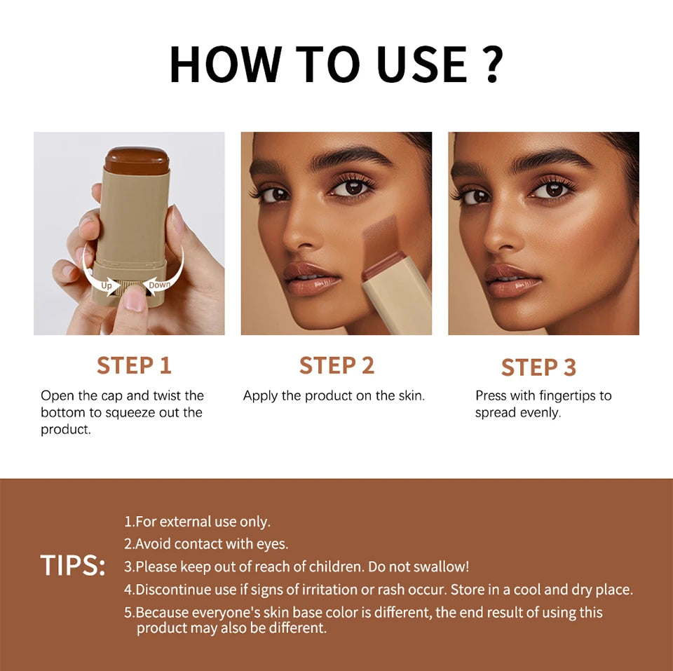 Foundation Skin Tint Balm Skin Tint Stick Waterproof Nourishing Solid Tinted Serum  Face Tinted Face Contour Stick Makeup Beauty World Shop