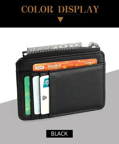Mini Credit Card Wallet Id Card Holder Men's Small Wallet Thin Sleeve Zipper Short Coin Wallet Beauty World Shop