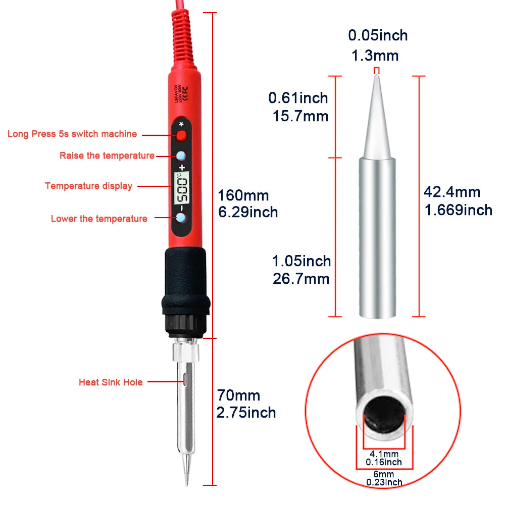 80W Soldering iron kit adjustable temperature LCD solder welding tools Ceramic heater soldering tips Tweezers soldering wire Beauty World Shop