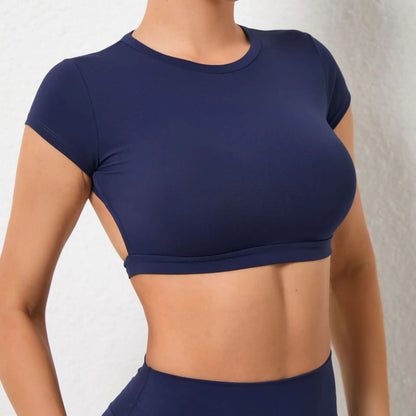Hearuisavy Sports Shirts Breathable Workout Tops Fitness Sportswear Female Backless Yoga Clothing Sport Crop Tops Women Gym Top Beauty World Shop