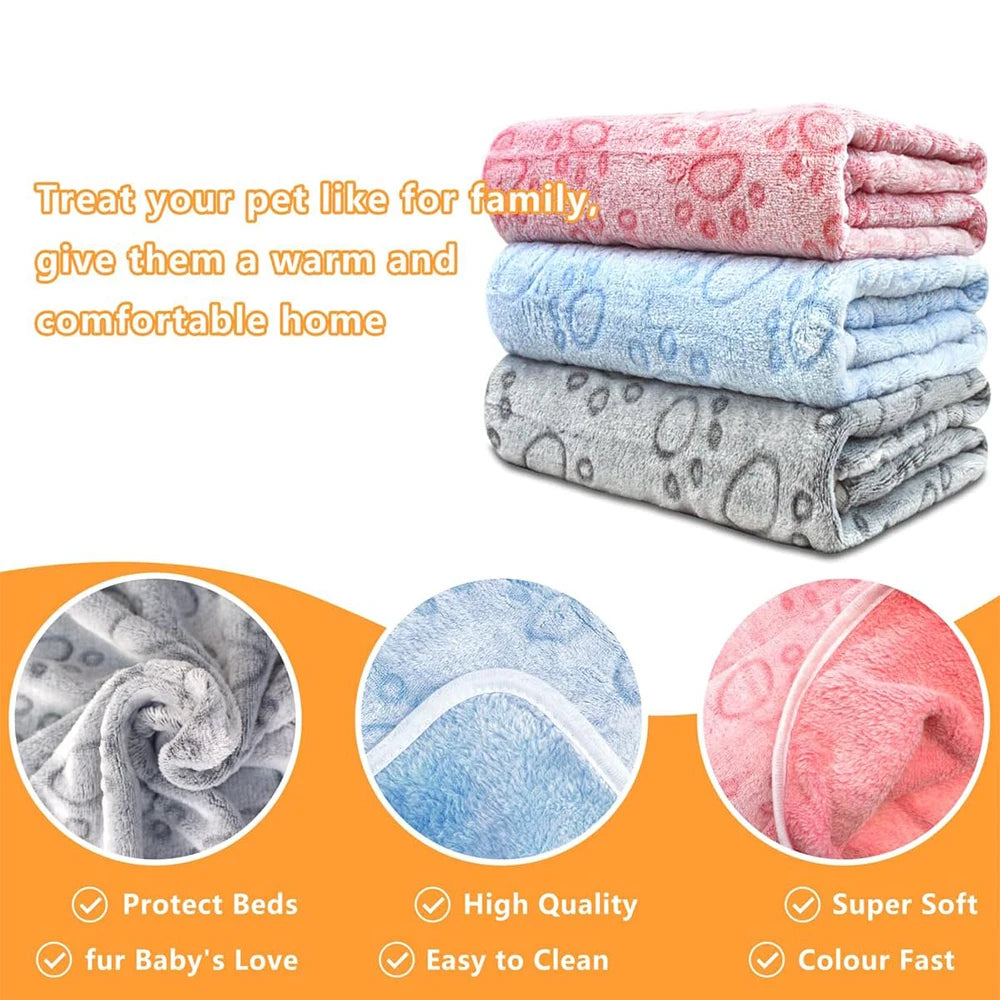 1pcs Ultra-Soft Paw Print Dog Blankets - Machine Washable, Cozy Pet Pillow Pads for Indoor & Outdoor Use - Ideal for Small to La Beauty World Shop