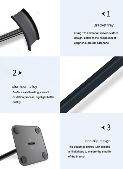 Black and White Earphone Holder Detachable Computer Esports Game Headset Desktop Storage Universal Display Rack for All Headsets