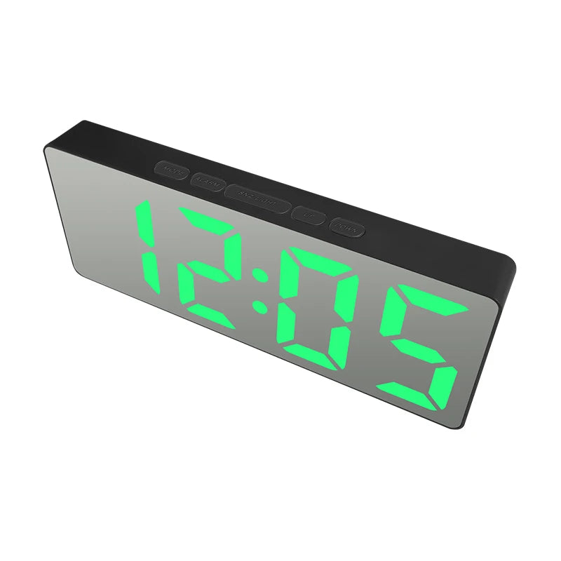 Electronic Alarm Clock Noiseless Design Digital LED Large Display Mirror Electronic Clock Digital Alarm Clock LED Mirror Clocks Beauty World Shop