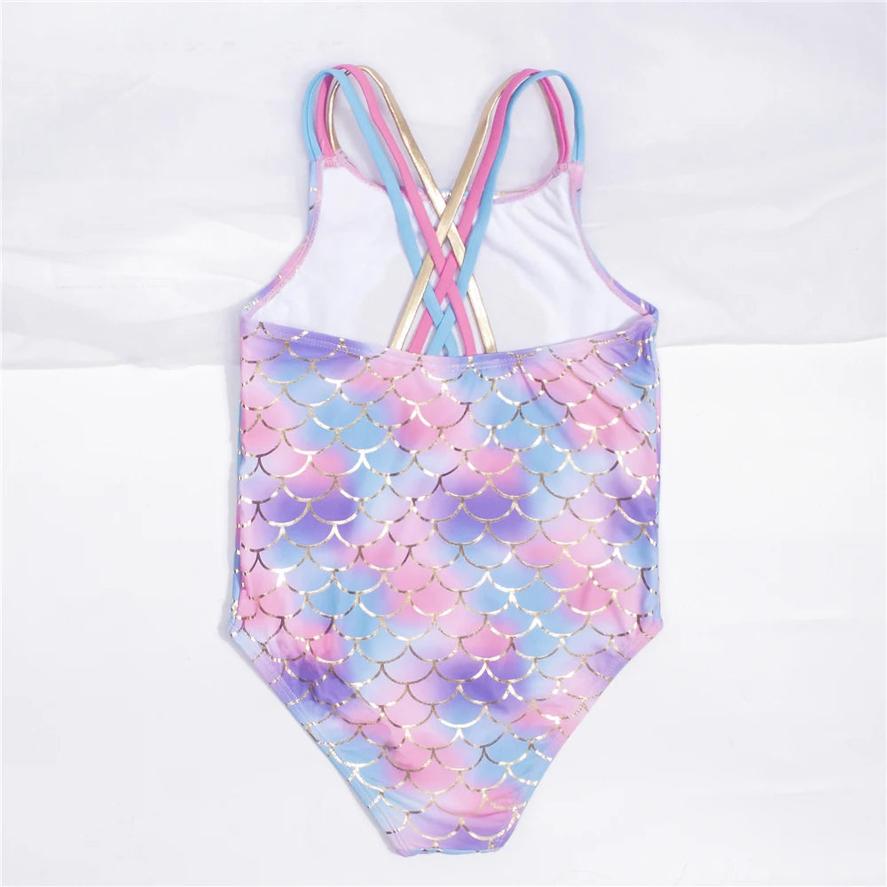 Fishscale Bandage Girls Kids Swimsuit 2026 Shell Shape Embroidery Children Girls One Piece Swimwear Beach Wear Monokini Beauty World Shop