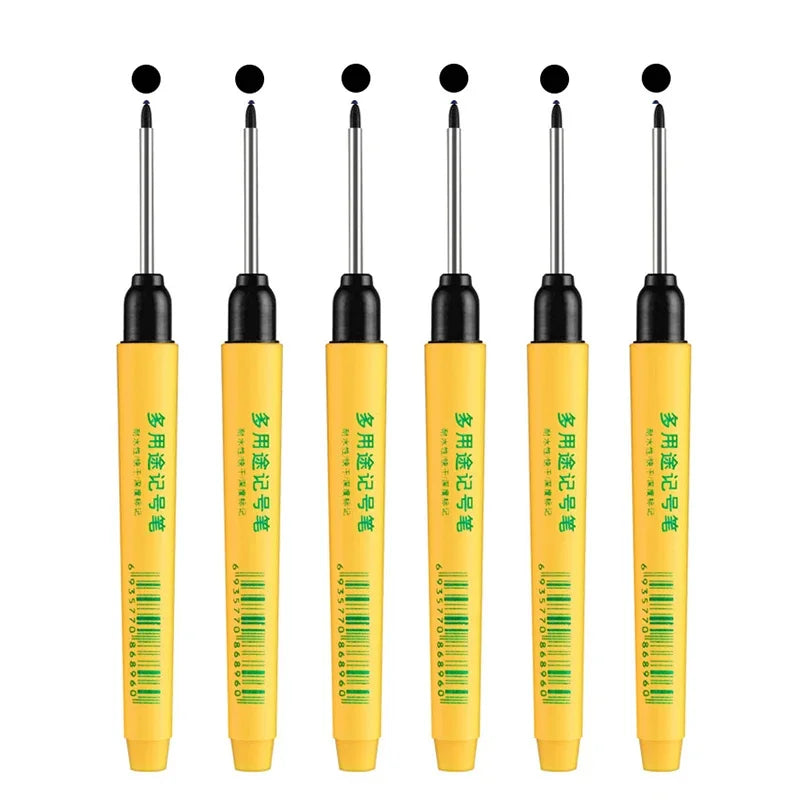 6pcs/set 33mm Red/Blue/Black Long Head Marking Pen Woodworking Decoration Deep Hole Waterproof Pen Multipurpose Marking Tool Beauty World Shop