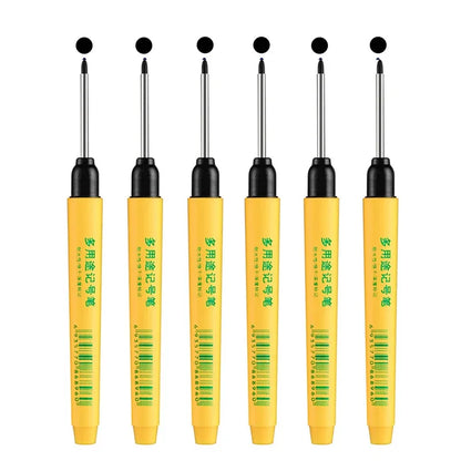 6pcs/set 33mm Red/Blue/Black Long Head Marking Pen Woodworking Decoration Deep Hole Waterproof Pen Multipurpose Marking Tool Beauty World Shop