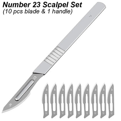 11 23 Scalpel Blade Set Metal Handle Stationery Steel Precision Craft Knife Cutter Wood Carve Stencil Box Open DIY Surgical Tool Beauty World Shop