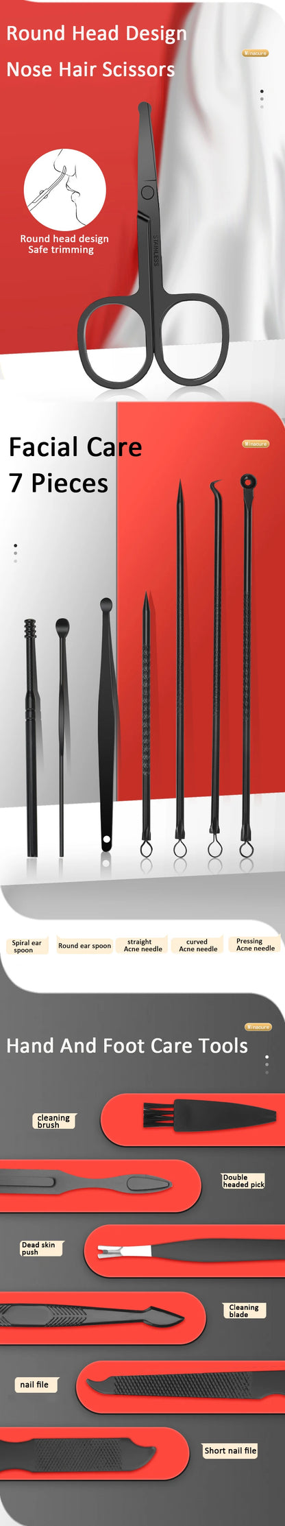 7/10/12/18/20/24PCS Set Professional Manicure Set Kits Stainless Steel Fingernail Toenail Clippers Set with Leather Portable Beauty Fashion