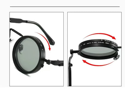 ND Dimming Glasses Polarized Sunglasses Men Women Round Retro Punk Driving Eyeglasses Outdoor Shades UV400 Adjustable Eyewear Beauty World Shop