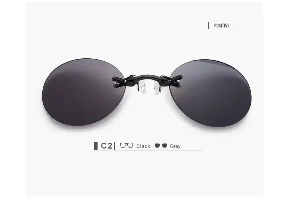  VIEWRING1-2PCS Clip On Nose Glasses Round Rimless Matrix Morpheus Sunglasses Mini Frameless Vintage Men Eyeglasses Beauty World Shop