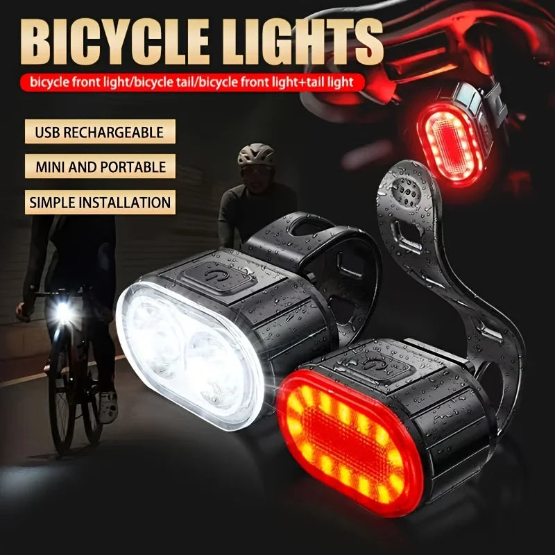 USB Rechargeable Bicycle Lights Bike Safety Warning Lamp Outdoor Waterproof Cycling Flashlight For Mountain And Road Bikes Beauty World Shop