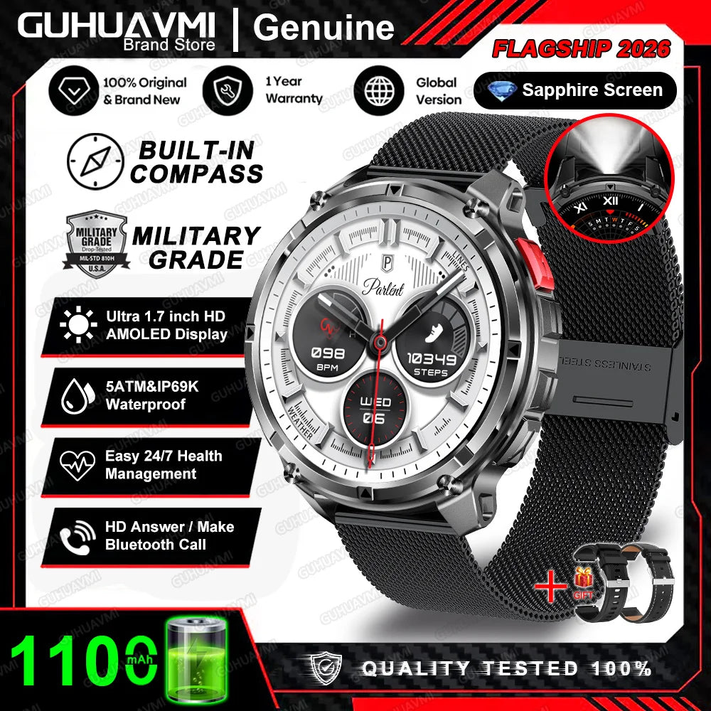 2026 New T-Rex3 Pro 1100mAh Battery Smart Watch GPS path 5ATM Waterproof Sports Run tracker Outdoors Compass Military Smartwatch Beauty World Shop