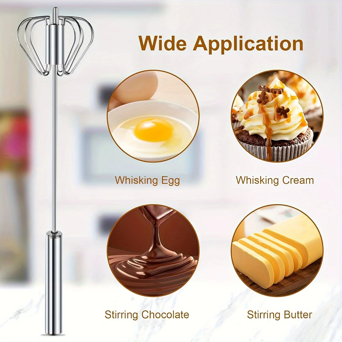 Stainless Steel Egg Beater Durable Semi-Automatic Mixer for Effortless Egg Cream Mixing Stirring and Beating for Kitchen Baking Beauty World Shop