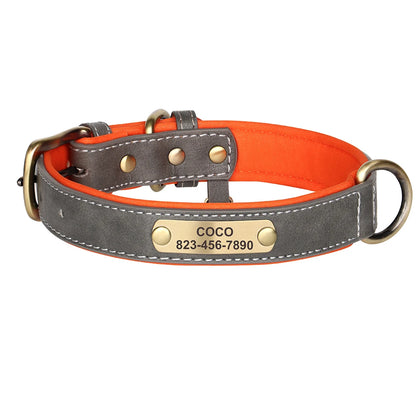 Custom ID Name Dog Collar PU Leather Dogs Collars Adjustable Pet Necklace Padded for Small Medium Large Dogs Pug Free Engraving