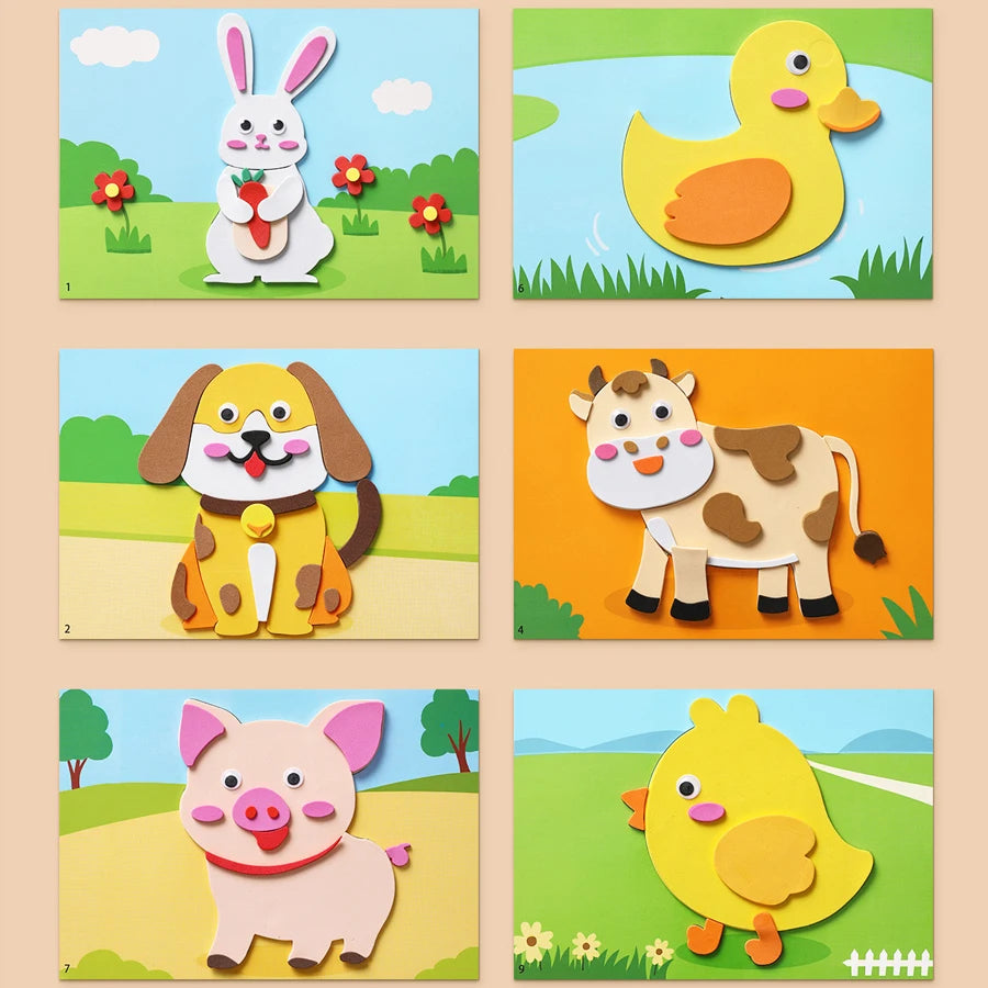 6pcs/set 3D EVA Foam Sticker DIY Cartoon Princess Animal Puzzle for Children Kids Multi-patterns Styles Toys for Children Gift Beauty World Shop