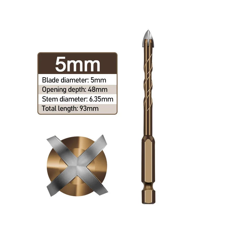 Masonry Concrete Drill Bits For Glass Ceramic Tile Brick Plastic Wood Mason Hard Alloy Wall Hole Opener Hex Shank 3mm To 12mm Beauty World Shop