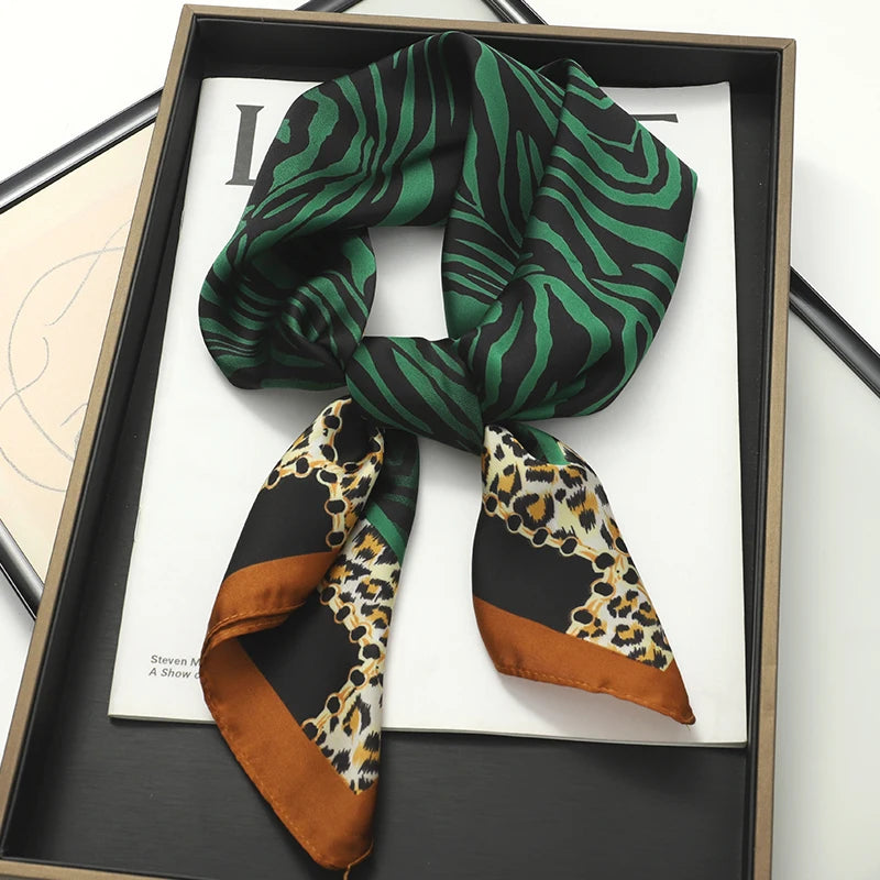 70x70cm Women Silk Scarf Small Satin Square Print Wrap Foulard Femme Handkerchief Bandana Neck Hair Skinny Tie Scarves Shawls Beauty World Shop