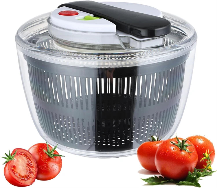 LMETJMA 3L Salad Spinner Large Salad Sowl With Lid One-handed Easy Press Salad Spinner Washer Dryer Drainer Mixer JT249 Beauty World Shop