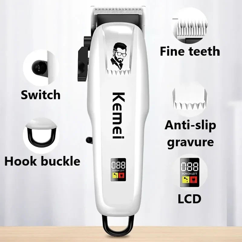 Kemei Electric Hair Clipper KM-PG809A Hair Cut Wireless Trimmer Men Professional Clipper Machine Rechargeable Hair Cut Barber Beauty Trend Shop