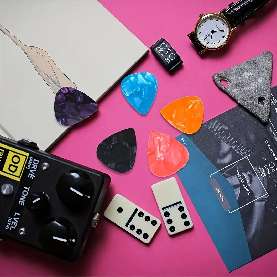 Miwayer Guitar Pick 100 Pcs Mixed Colorful Guitar Picks Assorted Pearl Variety Sampler Pack Celluloid 0.46mm 0.71mm 0.96mm Beauty World Shop
