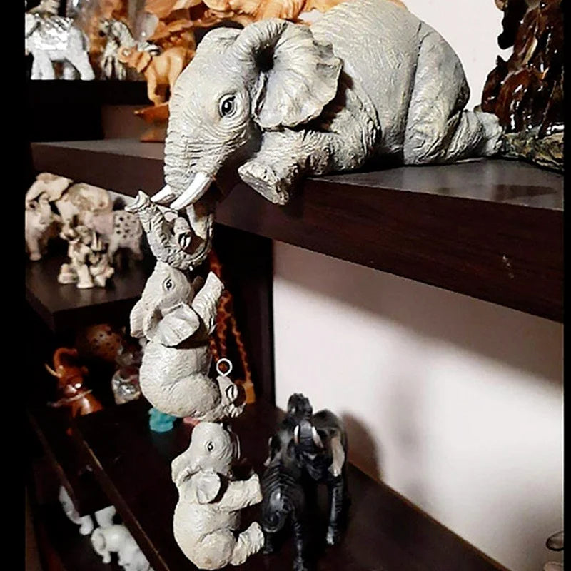 3pcs/set Cute Elephant Figurines Elephant Holding Baby Elephant Resin Crafts Home Furnishing Gift Beauty Fashion