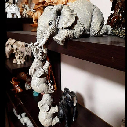 3pcs/set Cute Elephant Figurines Elephant Holding Baby Elephant Resin Crafts Home Furnishing Gift Beauty Fashion