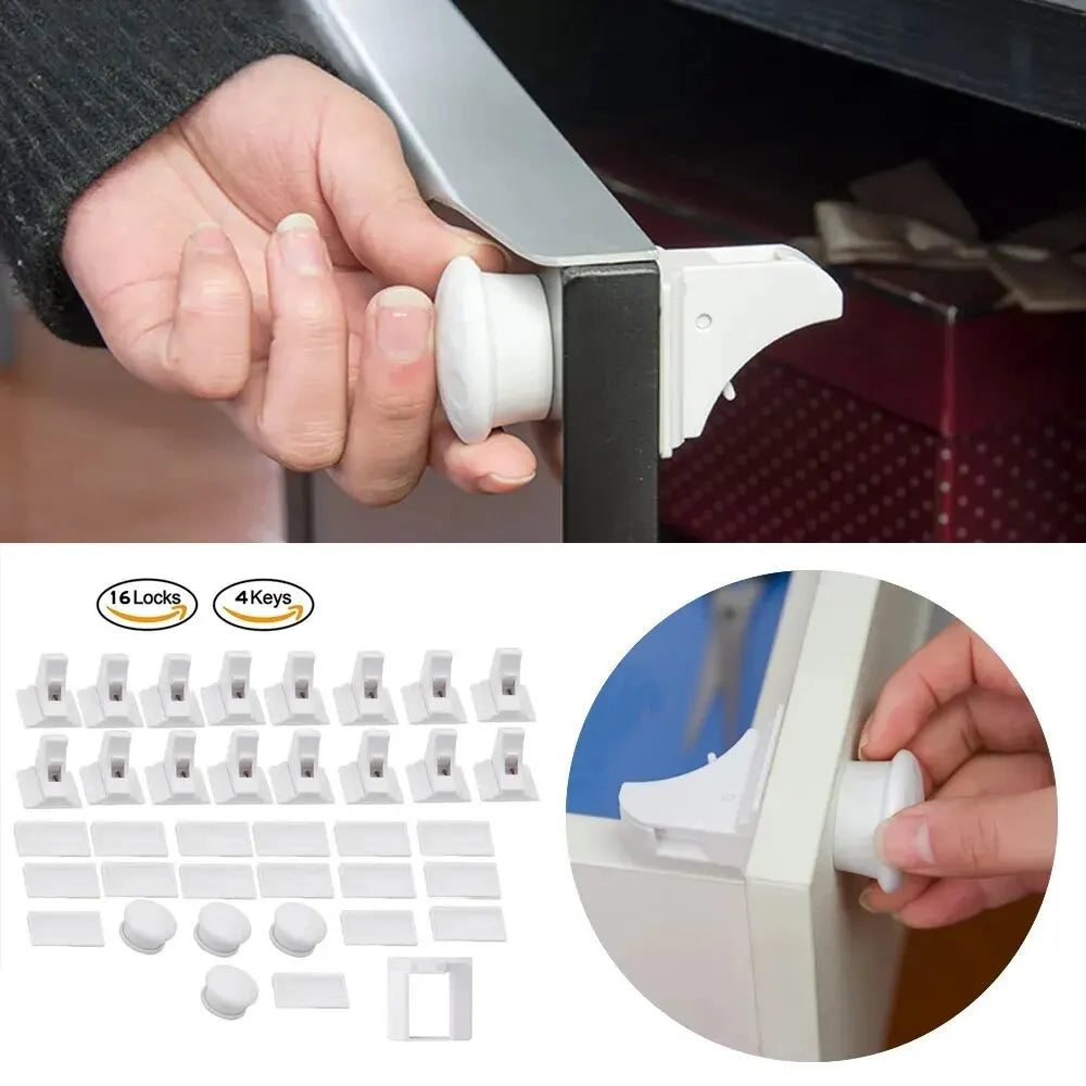 Baby Safety Lock Invisible Lock Kids Security Drawer Latch Cabinet Door Magnetic Child Safety Lock Limiter Children Protection Beauty World Shop
