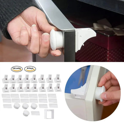 Baby Safety Lock Invisible Lock Kids Security Drawer Latch Cabinet Door Magnetic Child Safety Lock Limiter Children Protection Beauty World Shop