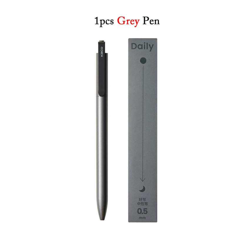 KACO Gel Pens Press Signature Pen Stationery Metal Pen Clip 0.5mm Black Ink Quicking Drying Large Capacity 800M Smooth Writing Beauty World Shop