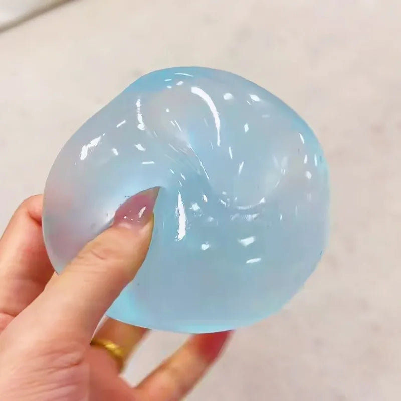 Blue Maltose Squishy Toy Cute Mochi Anti Stress Fidget Toy Soft Simulated Bule Transparent Ball Quick-rebound Decompression Toy Beauty World Shop
