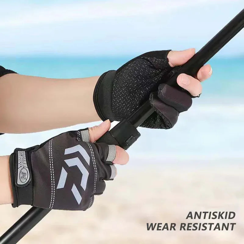1/2 pair Fishing Gloves Sun Protection 3 Cut Fingers Anti-Slip Breathable Fishing Gloves Suitable for Outdoor Activities Beauty World Shop