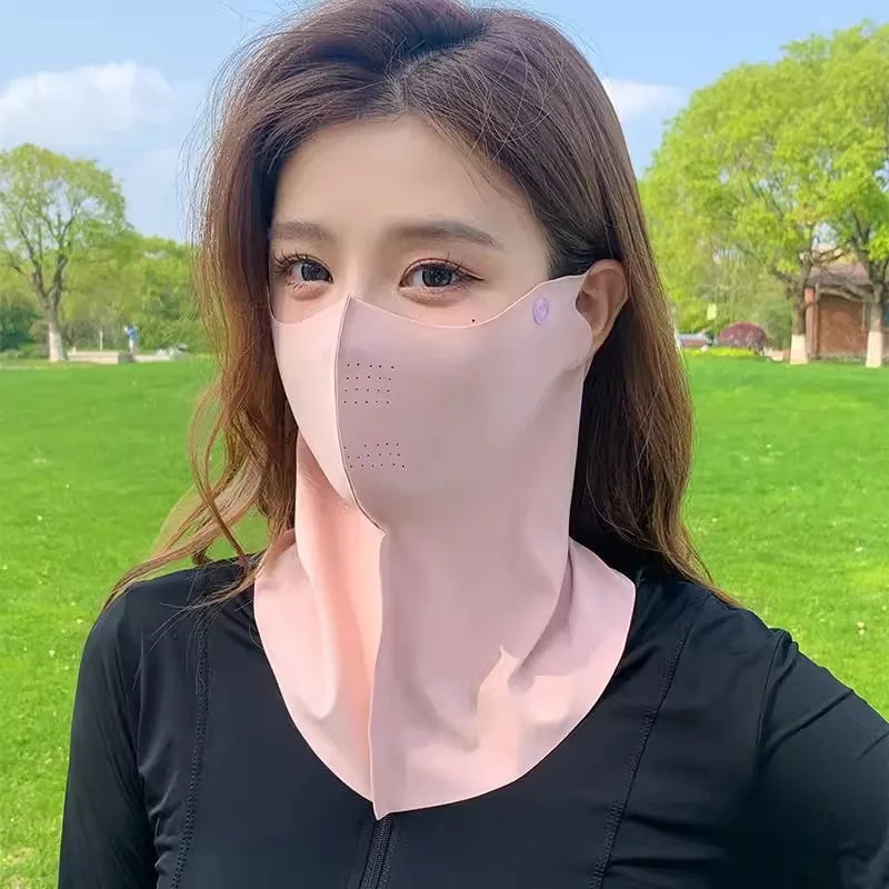 Women Summer UV Protection Neck Scarf Ice Silk Face Mask Cover Outdoor Wrap Cover Sports Cycling Sun Proof Sunscreen Dustproof Beauty World Shop