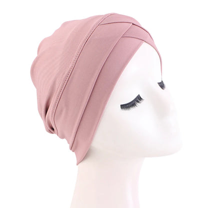 New Women cross muslim hijab inner hat Islamic UnderScarf Arab Wrap Chemo Bandana Muslim Scarf Hijab Bonnet Cap Indian Hat Beauty World Shop