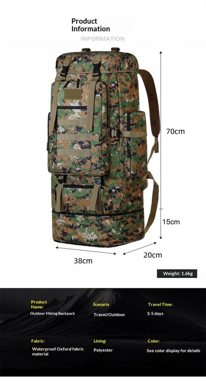 Homefish 80L/100L Large Mountaineering Backpack Outdoor Climbing Bag Tactical Rucksack Hiking Camping Travel Backpack Beauty World Shop
