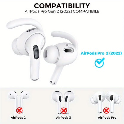 Anti-Slip Silicone Ear Hooks for AirPods Pro 2 | Soft Grip Sporty Eartips, Sweatproof Gym Running Workout Headphones Accessories
