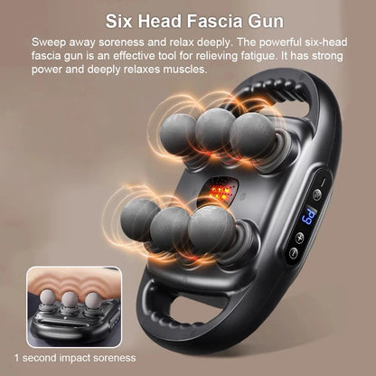 Professional Fascia Massage Gun – 6 Attachments for Muscle Relief in Back Shoulders Waist & Full Body Fascia Massage Beauty World Shop