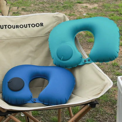 Inflatable Travel Neck Pillow U-shaped Cervical Orthopedic Protection Pillow Outdoor Portable Foldable Pillow Travel Essentials Beauty World Shop