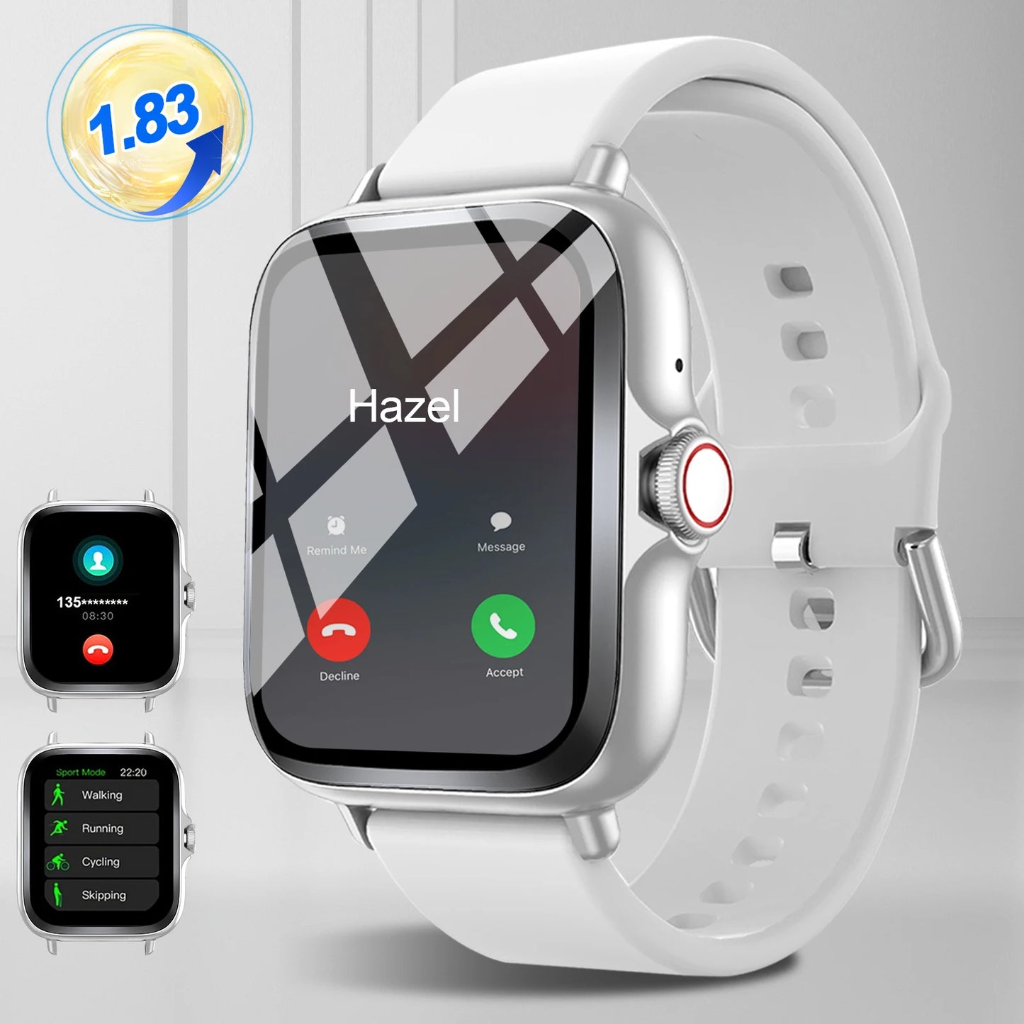 Smart watch with full touch screen, call, message reminder, music control and other functions, compatible with iPhone/android mo Beauty World Shop