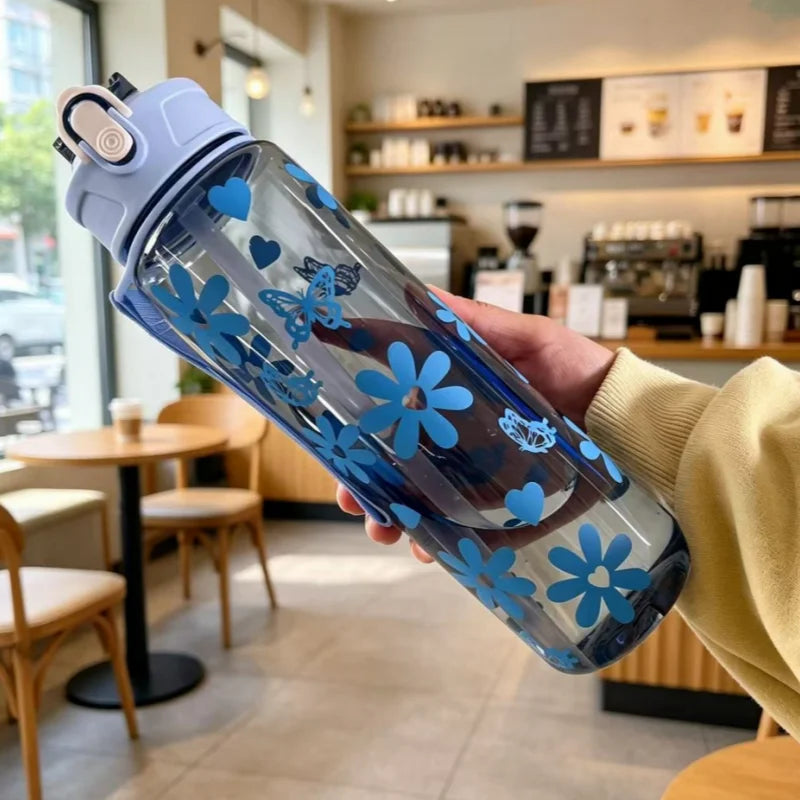 800ml/27oz Large Capacity Sports Water Bottle Leak Proof Plastic Drinking Cup With Time Scale Suitable For Travel Fitness Sports Beauty World Shop