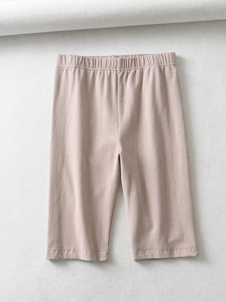 sexy women cotton high waist elastic pure color slim Knee-Length biker shorts female Beauty World Shop
