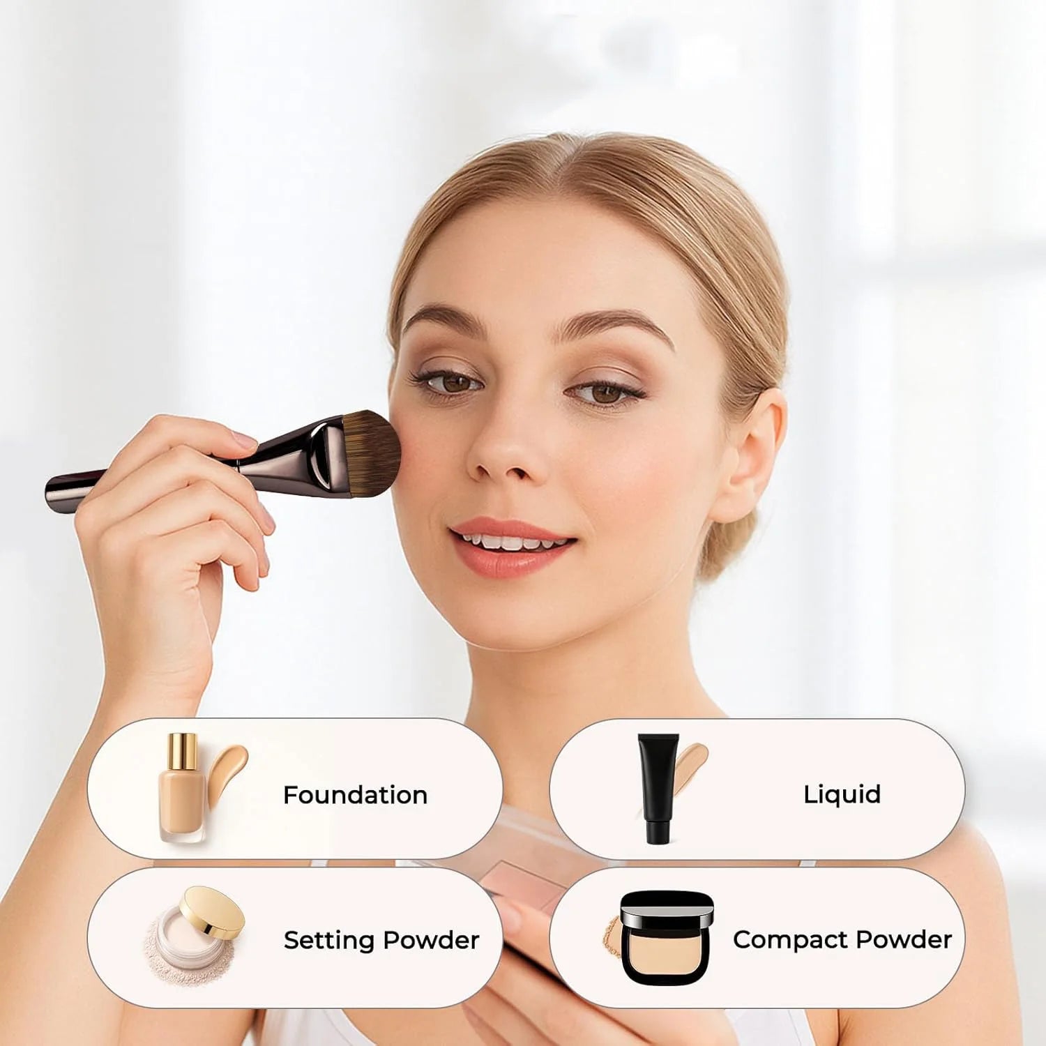 New 2Pcs Professional Foundation Makeup Brushes Soft Dense Hair for Blending Liquid, Cream Flawless Powder Makeup Beauty Tools Beauty World Shop