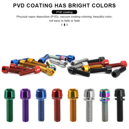 6Pcs Bicycle Handlebar Stem Screw With Washer M5*18mm Alloy Steel Hexagon Bolts MTB Road Bike Stem Bolts Colorful Fixing Screws Beauty World Shop