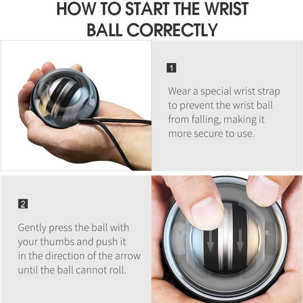 Wrist Power Ball Auto-Start Grip Ball Strengthener Gyroscopic Arm Gyro Hand ball Home Fitness Forearm Exerciser Beauty World Shop